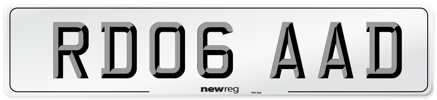 RD06 AAD Number Plate from New Reg